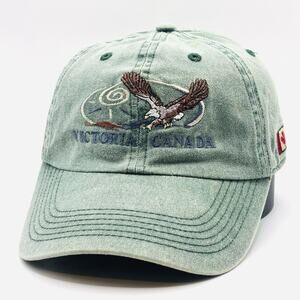 Vintage Bald Eagle Hat Strapback Victoria Canada Green Baseball Dad Cap